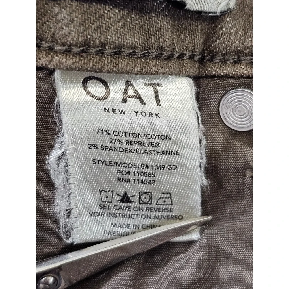 OAT Straight Crop Pants Womens 28 Brown Solid High Rise Cotton Blend‎ 1049-GD